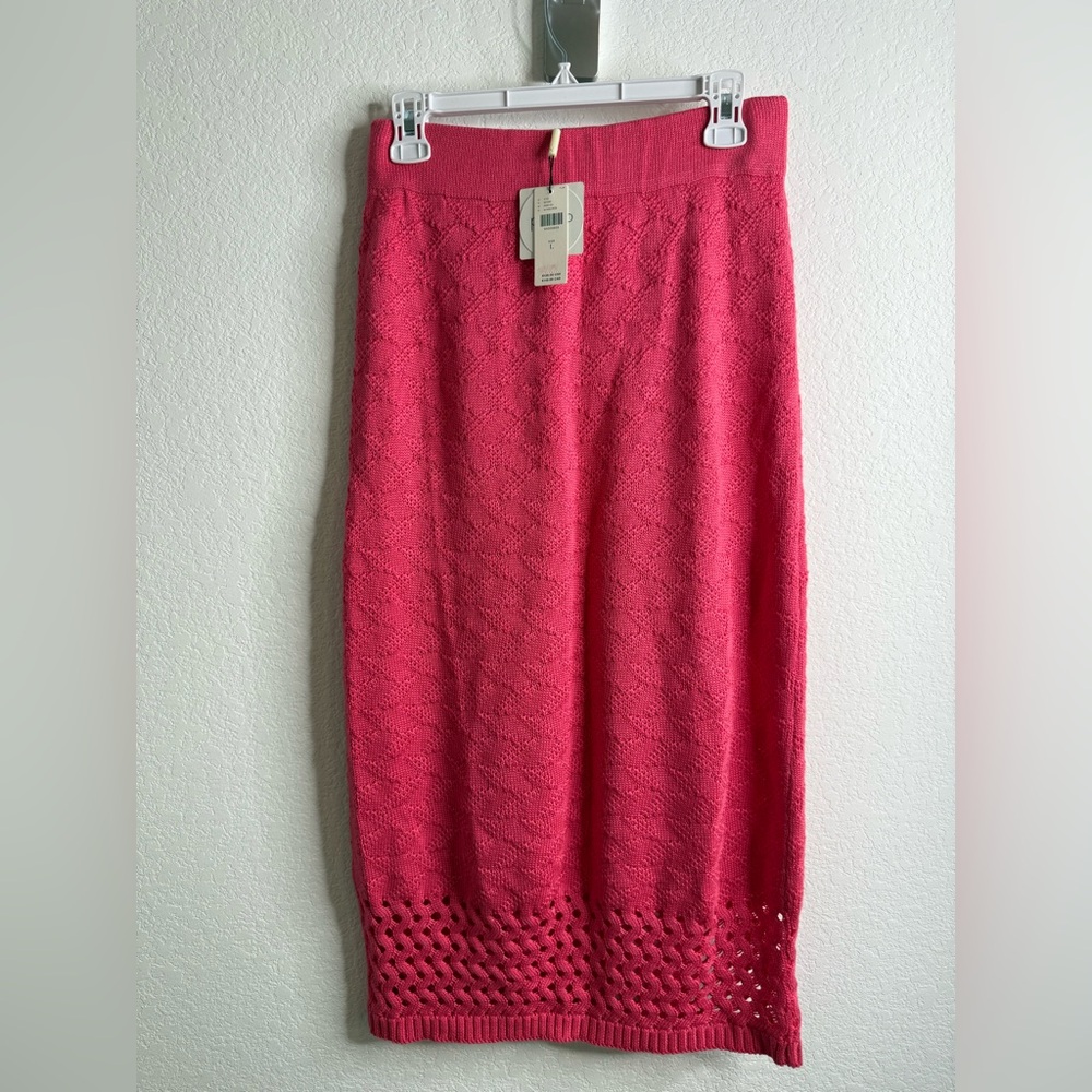 NWT Anthropologie Peixoto Leni Knit Midi Skirt Pink Sz Large - Picture 4 of 11